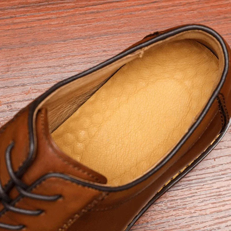 Men’s Cowhide Leather Dress Shoes - Elegant U-Tip Business Formal & Wedding Shoes Sizes 38-47