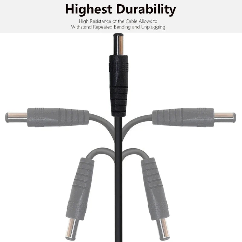 DC Male to Male Power Adapter Cable - 5.5x2.1mm & 5.5x2.5mm Round Connector Extension Cord for DC Devices