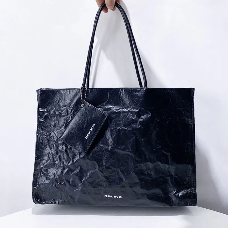 2025 Women’s Pleated Tote Bag – Luxury Vintage Oil-Wax Handbag, Large Capacity Shoulder Purse