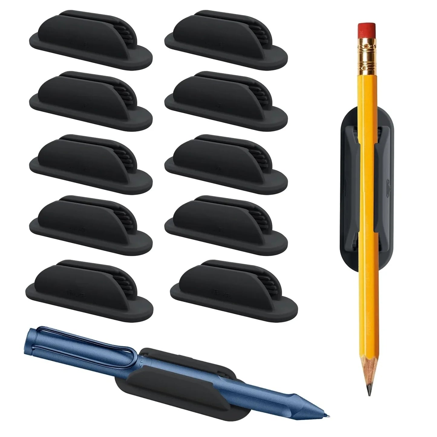 Sticky Pen Holder Desk Organizer - Adhesive Clip for Office, Teacher Supplies & Stationery Storage