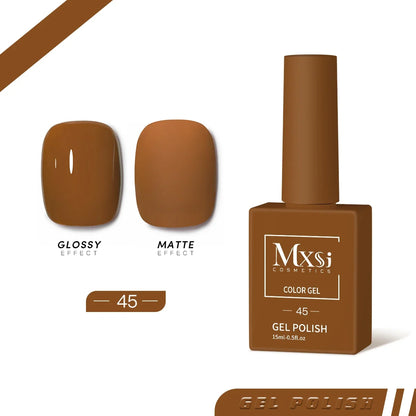 Mxsi 15ml Gel Nail Polish - Neon Brown, Royal Blue, Red, Green & Nude UV Gel Lacquer Colors for Nail Art