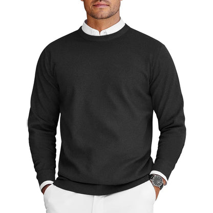 Men's Crew Neck Knit Sweater - Lightweight Long Sleeve Oversized Pullover for Casual Streetwear