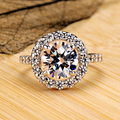 18K White Gold Color Solitaire Ring - 2 Carat Zirconia Diamond Style Wedding Band Luxury Jewelry for Women