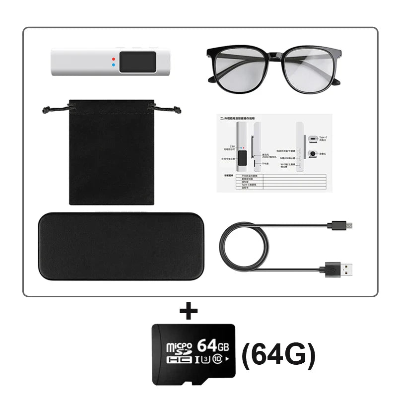 2.7K Glasses Camera – Mini Wearable Outdoor Security Sports DV DVR, WIFI Video Recorder for Driving, Hiking, and Surveillance