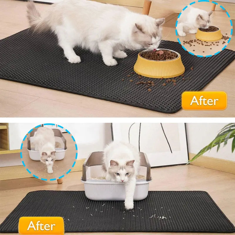 Double Layer Cat Litter Mat - Waterproof Pet Litter Trapping Pad for Clean Floors and Cat Box Accessories