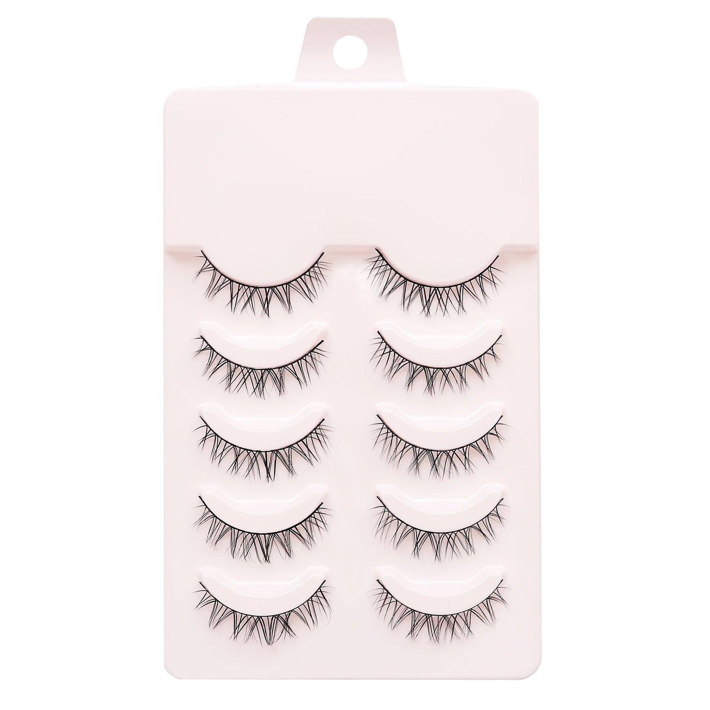 Manga Lashes 5 Pairs – Anime Cosplay Faux Mink Short Full Strip Lashes, Korean Natural Look, Clear Band Soft Eyelash Extensions
