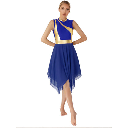 Women’s Liturgical Praise Dance Dress - Irregular Hem Modern Ballet Costume for Choir & Worship Performances