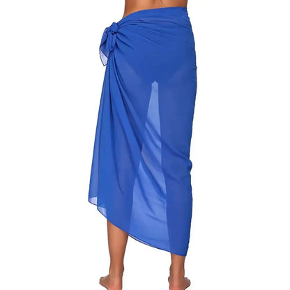 Women's Summer Sheer Sarong Cover-Up - Solid Chiffon Bikini Wrap Beach Skirt