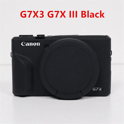 Canon G7X Silicone Camera Case - Soft Rubber Shockproof Body Cover with Lens Cap for G7X Mark II III G7XII G7X2 G7XIII G7X3