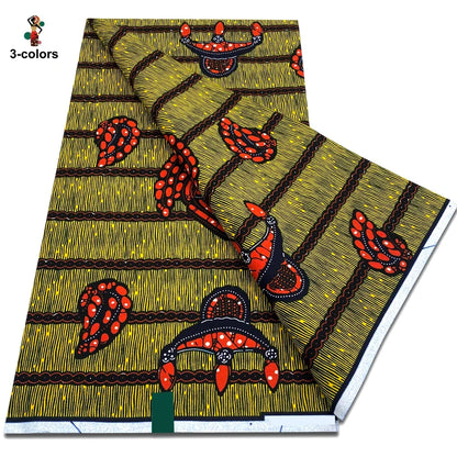 Newest African Ankara Wax Fabric - 100% Cotton Soft Dutch Hollandais Pagne Print for Dresses & Sewing