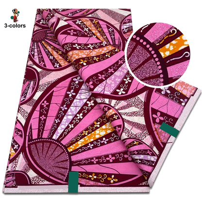 African Glitter Golden Wax Fabric - Nigerian Ankara Gold Print 6 Yards Sewing Material
