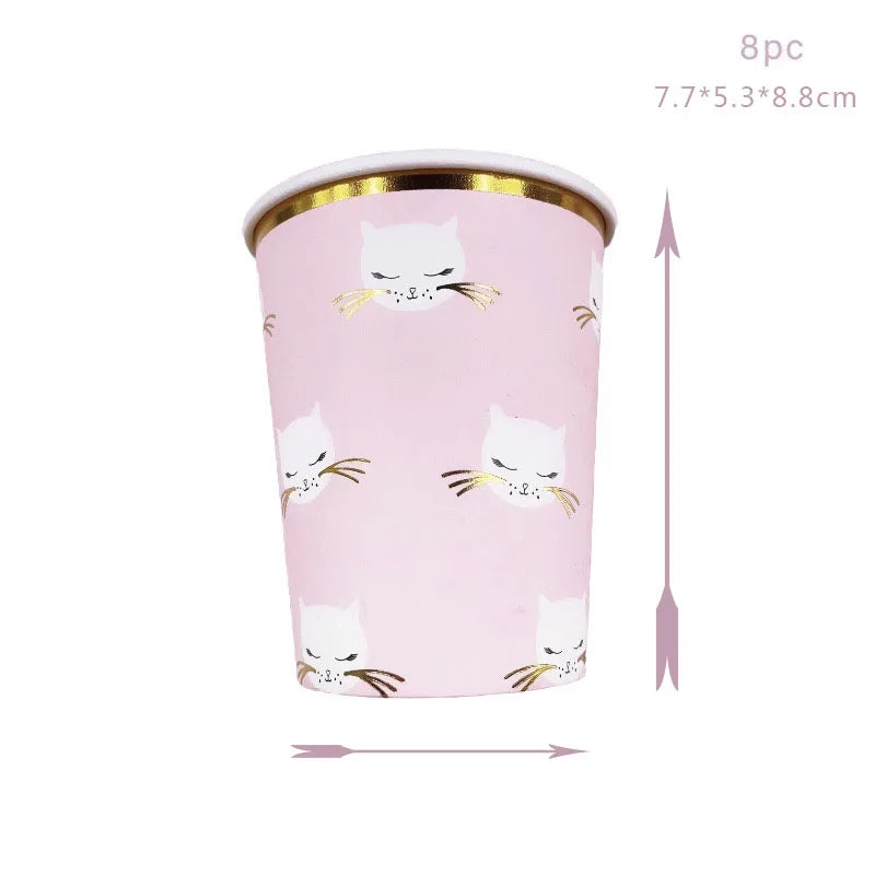 Cartoon Cat Shaped Paper Plates - Lovely Animal Plates for Kids' Birthday Party Decor, Disposable Cake and Dessert Plates