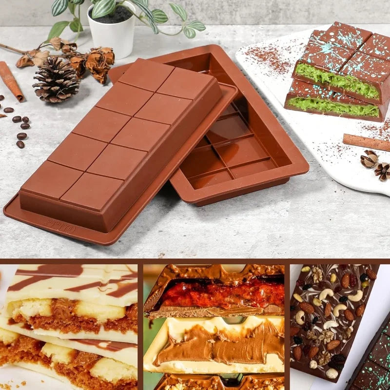 Silicone Chocolate Bar Mold - Break Apart Rectangle Mold for Chocolate, Wax Melts & Handmade Treats