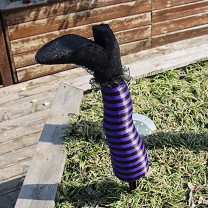 2pcs Halloween Witch Leg Yard Stakes - Evil Witch Outdoor Garden Lawn Decor & Party Decoration Props