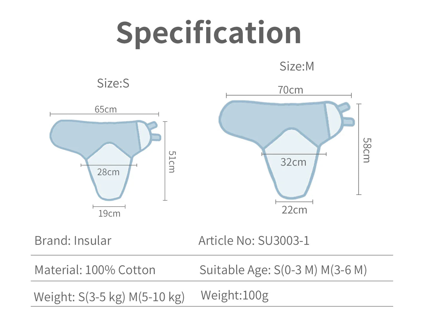 100% Cotton Newborn Swaddle Sleep Sack – Thick Infant Baby Wrap Cocoon Diaper Bag (INSULAR Summer)