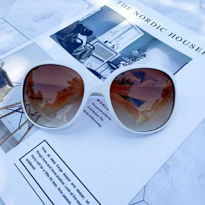 Large Round Frame Fashion Sunglasses - Women’s UV400 Outdoor Driving Eyewear Stylish Circular Sun Glasses