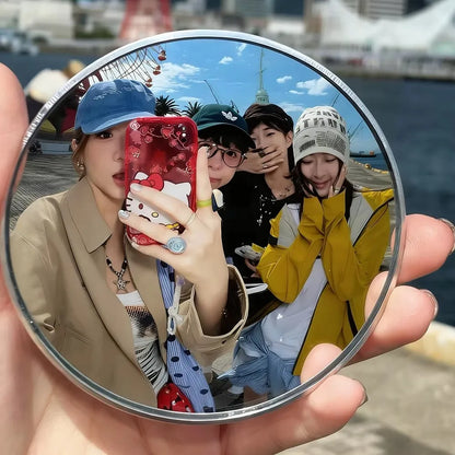 Mini Round Selfie Mirror - 7.5cm/9.5cm Portable Convex Wide-Angle Mirror for iPhone, Samsung & Vlogging