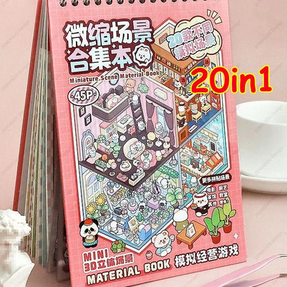 20Pcs Cartoon Landscape Sticker Book - 3D DIY Forest Village Scene Stickers Pocket Activity Gift for Kids Students