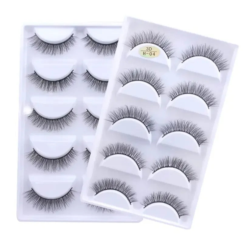 5 Pairs 3D Real Mink False Eyelashes – Soft Natural Look Eyelash Extensions for Makeup & Daily Wear