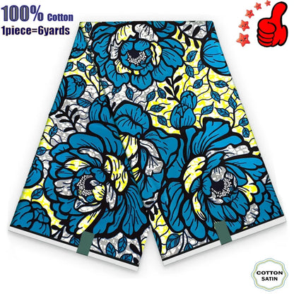 African Real Wax Print Fabric - 100% Cotton Ghana Nigeria Style Ankara Batik Sewing Material