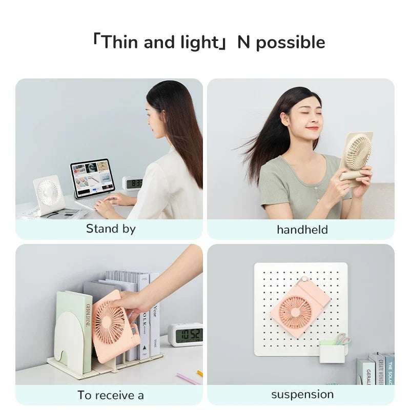 JISULIFE Mini Portable Fan - USB Rechargeable Quiet Foldable Desktop & Hanging Cooling Fan