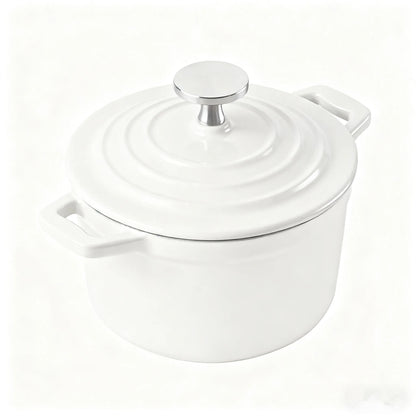 1.5 Quart Mini Cast Iron Dutch Oven - Enameled Cooking Pot for Bread Baking, Stew & Casserole