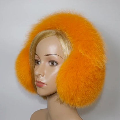 Real Fox & Raccoon Fur Earmuffs – Warm Winter Ear Warmer for Women and Girls, Plush Genuine Fur Accessory