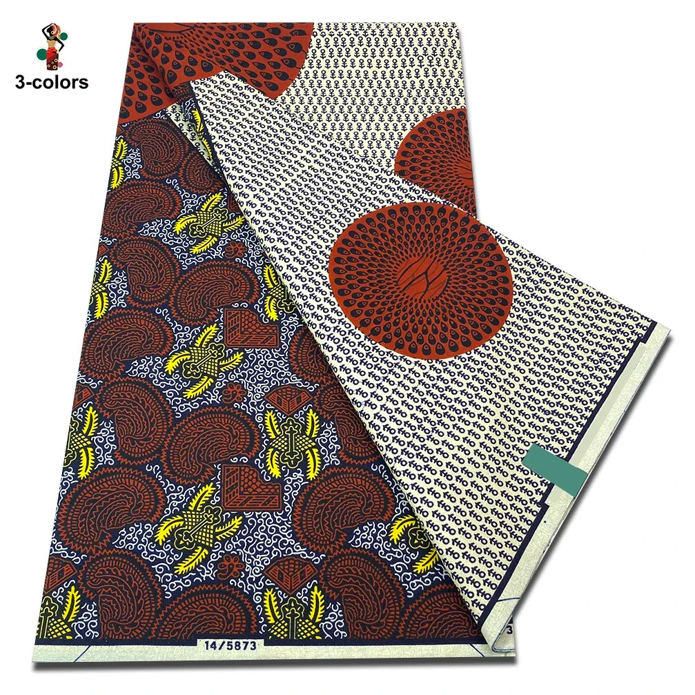 African Real Wax Print Fabric - 100% Cotton Soft Ankara Pagne Material for Dresses