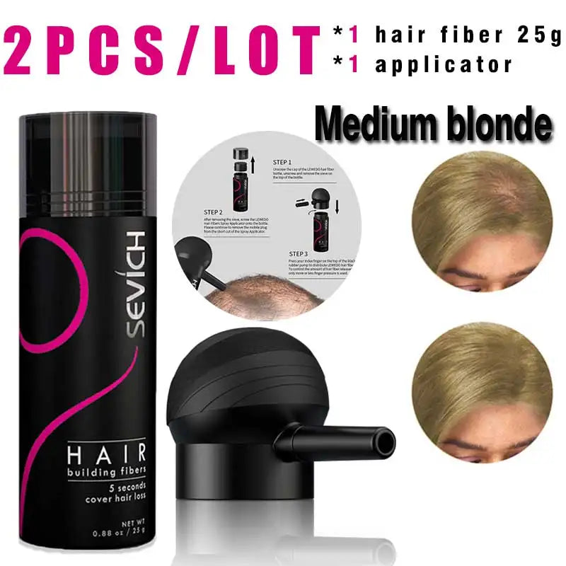 SEVICH Hair Building Fiber Set – Hair Loss Concealer for Sparse or Bald Spots with Keratin Fiber Powder Applicator