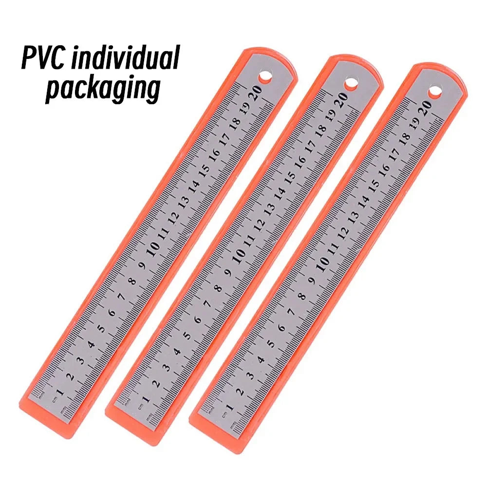 Stainless Steel Precision Ruler - 10-Piece 15-30cm Double-Sided Metric Measuring Scale for Accurate Measurement