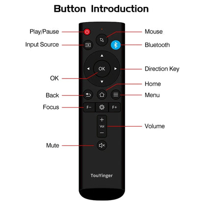 Touyinger 2.4G Bluetooth Projector Remote Control - Wireless Replacement Remote for Q12W Pro Q11W Q10W Plus H6 Pro