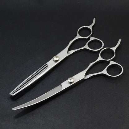 Pet Grooming Scissors Set – Professional Dog Hair Trimming Tools, Bent Scissors & Clippers for Teddy Haircuts