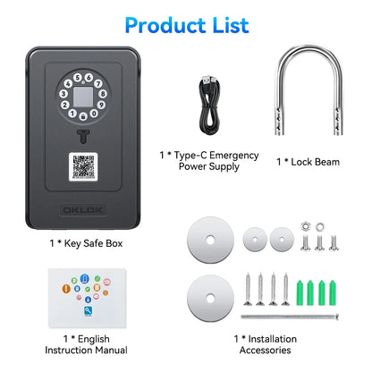 Camluxy Smart Key Box with Fingerprint & Digital Code Lock - Secure Storage with IC Card & Combination Unlock