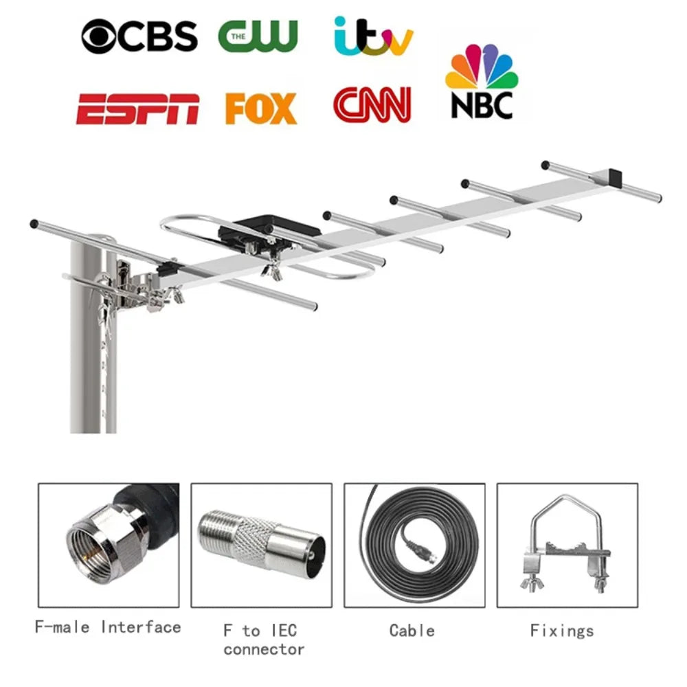 Yagi HD TV Antenna - 200 Mile Long Range Outdoor Digital Antenna for Free Local HDTV Channels