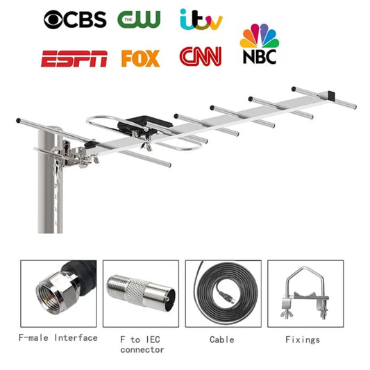 Yagi HD TV Antenna - 200 Mile Long Range Outdoor Digital Antenna for Free Local HDTV Channels