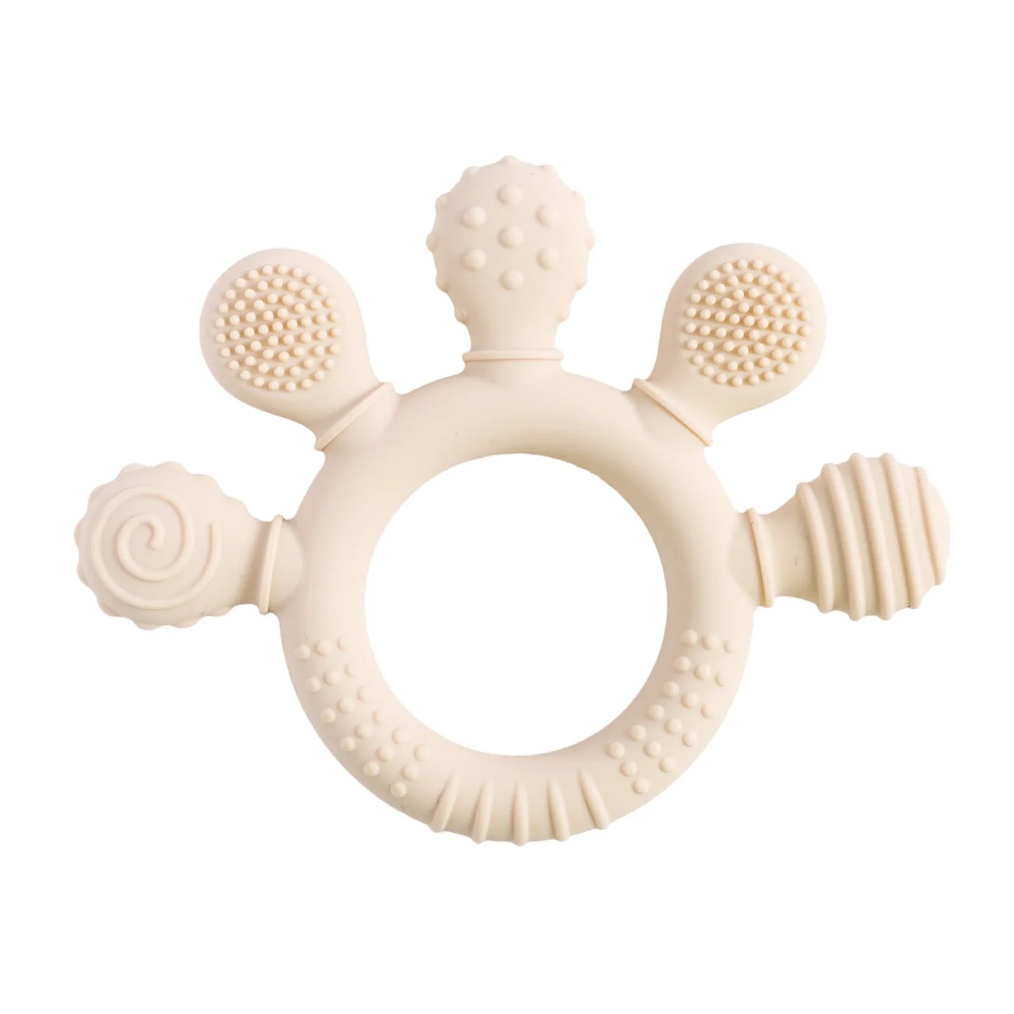Baby Silicone Teether Toy - Cartoon Rattle Gum Relief Infant Teething Accessory for 0-12 Months