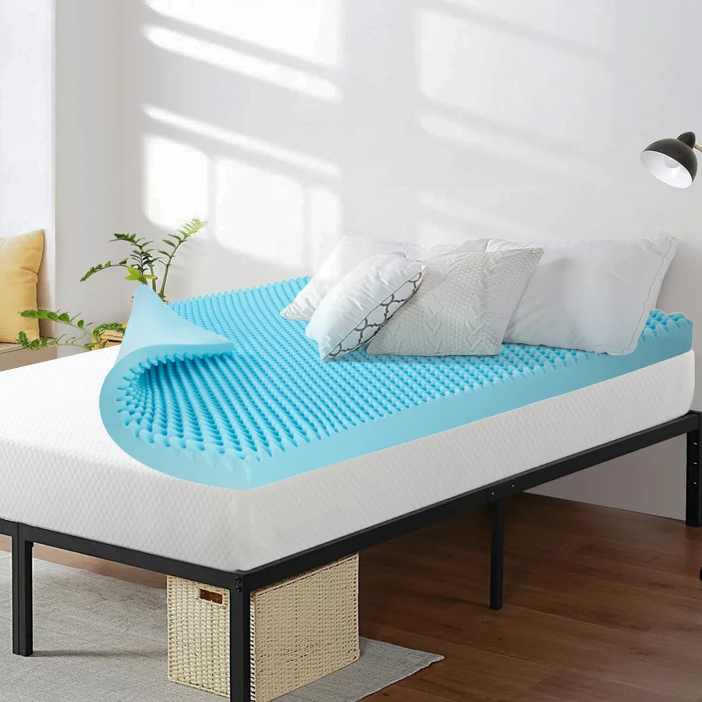 Memory Foam Tatami Mattress Topper - 2 Inch Gel-Infused Foam, Plush & Pressure-Relieving, CertiPUR Certified