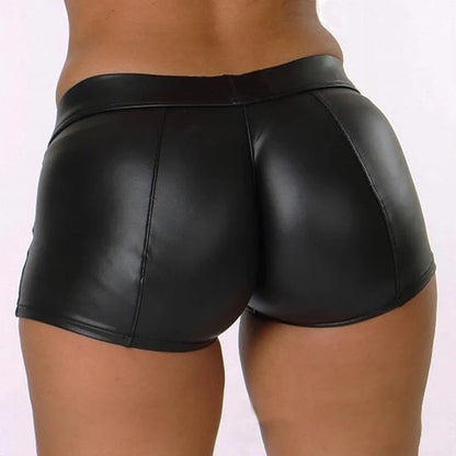 Women’s High Waist Leather Shorts – Bodycon Push-Up Black Slim Fitness Joggers