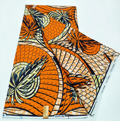 African Real Wax Print Fabric - 100% Cotton Nigerian Ankara Sewing Material for Party Dresses