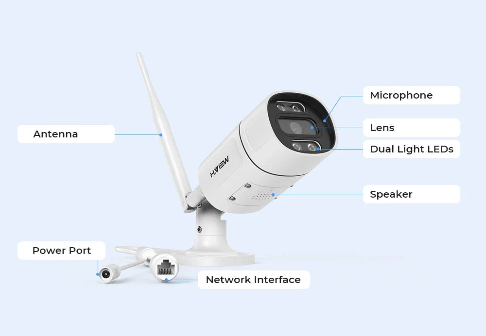 H.View 8CH 5MP Wireless WiFi Security Camera System — CCTV NVR Kit with Indoor/Outdoor Cameras & Two-Way Audio XMEye