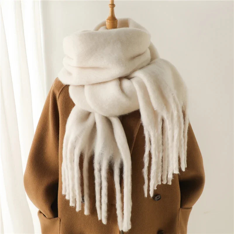 Women’s Winter Cashmere Scarf – Thick Soft Pashmina Shawl with Tassels, Warm Blanket Wrap & Long Poncho Echarpe