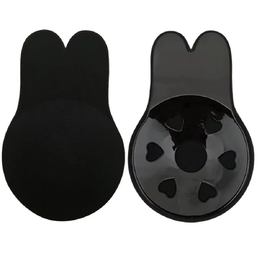 Silicone Push-Up Strapless Invisible Bra – Reusable Adhesive Lift Tape with Rabbit Nipple Covers for Women