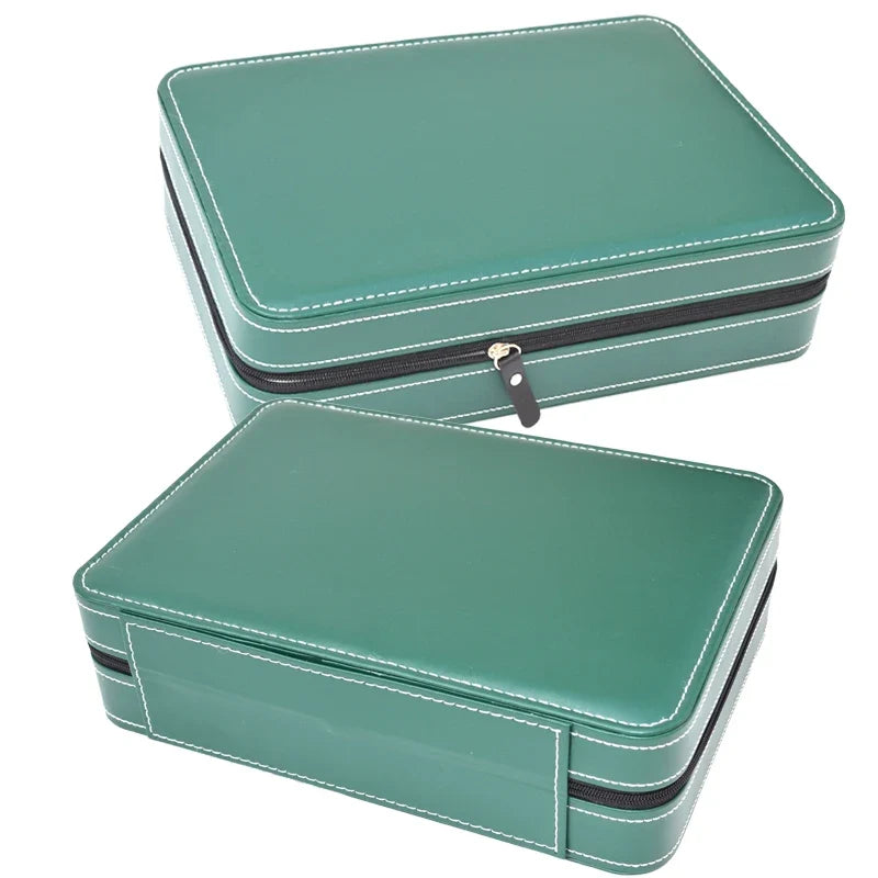 Portable Watch Storage Box Organizer - 6/10/12 Grid Zipper Display Case for Watches & Accessories