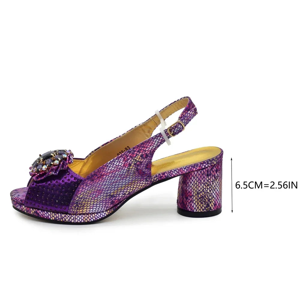 Women’s Purple Italian Shoe & Bag Set - Elegant Heeled Party & Wedding Accessories