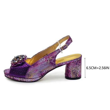 Women’s Purple Italian Shoe & Bag Set - Elegant Heeled Party & Wedding Accessories