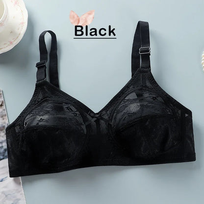 Women’s Lace Wireless Bra - Ultra-Thin Unlined Push-Up Large Bust Bra, Sizes 34-46