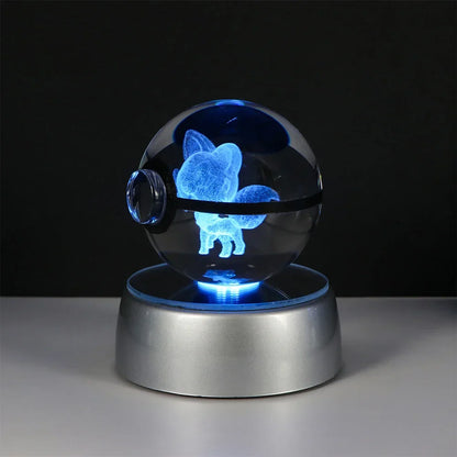 Pokemon Crystal Ball Night Light – Pikachu, Gengar, Eevee, Mewtwo & Lucario LED Pokeball, Kids Birthday Gift & Home Decor