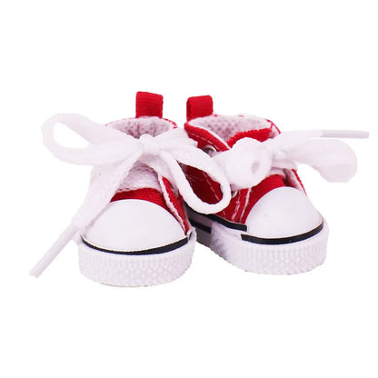 3.8cm Solid Color Lace-Up Canvas Shoes – PU Doll Shoes for 17cm Labubu Doll Clothes & Accessories Gift