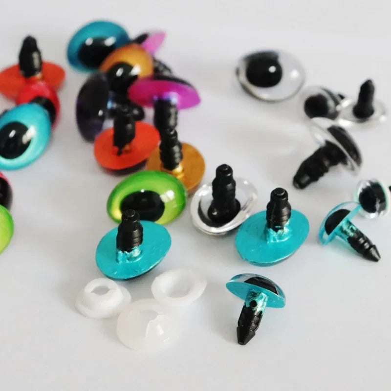 10PCS 3D Colorful Safety Eyes - Oval Crochet Doll Eyes for Amigurumi DIY Toy Making