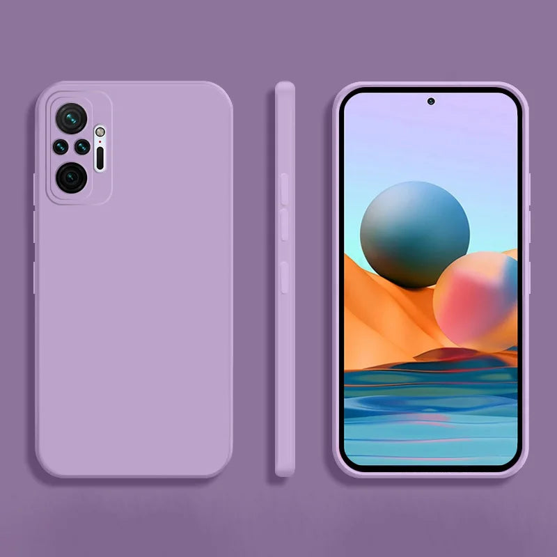 Square Liquid Silicone Phone Case for Xiaomi Redmi Note 10 Pro Max / 10S / 10T 5G Soft Shockproof Protective Cover